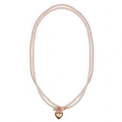COLLIER DOUBLE ROSE/BLANC COEUR OR